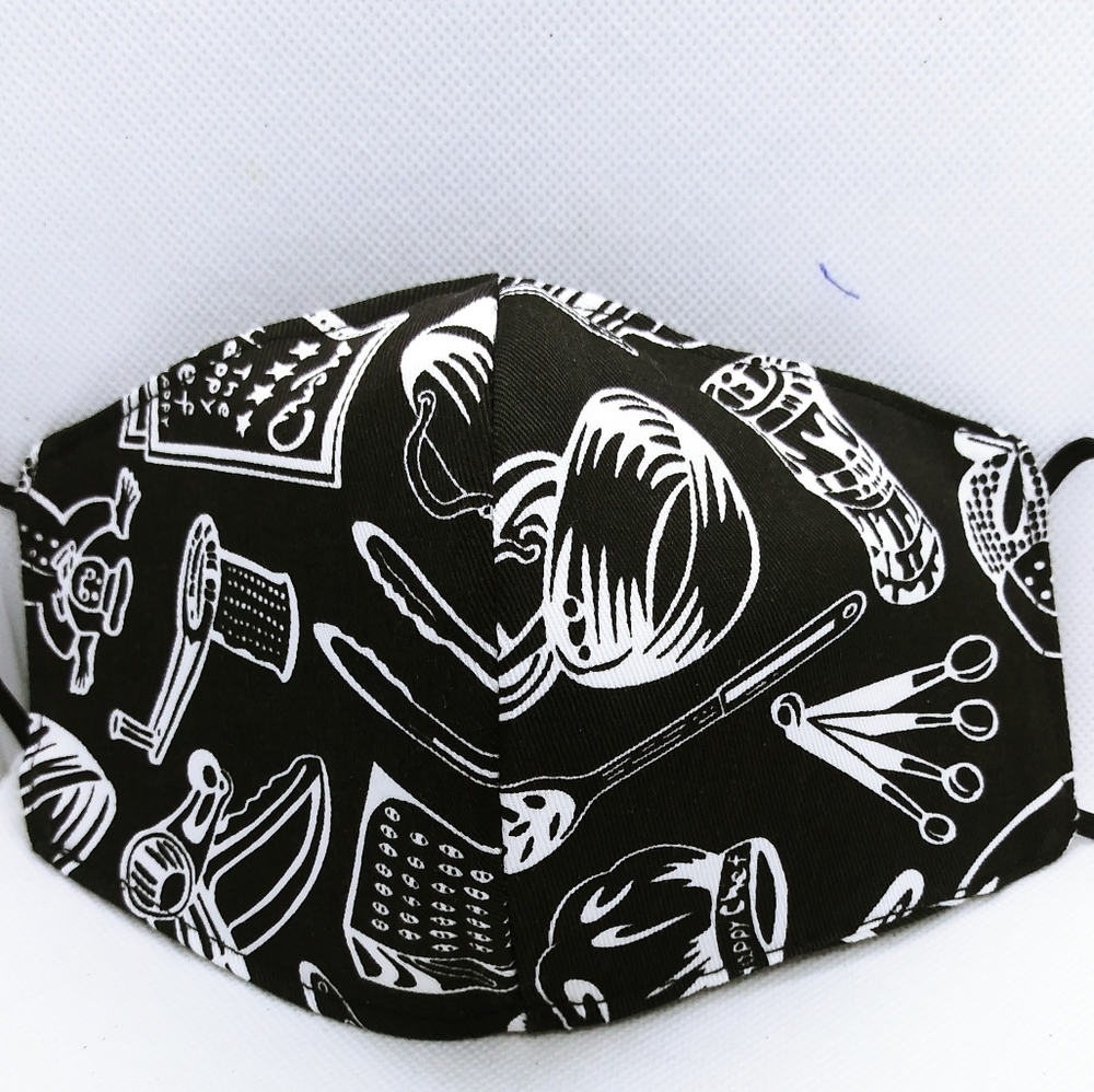 Black and White Cheft Face Mask with Filter